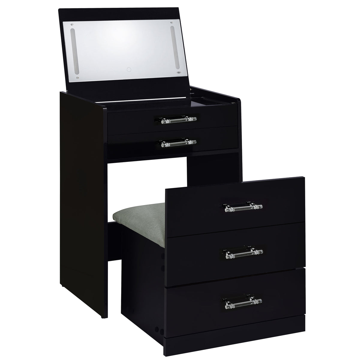 Furniture City Houma - Coaster - Danbury 3-drawer Makeup Vanity & Stool Set Black High Gloss - 930209