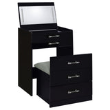 Furniture City Houma - Coaster - Danbury 3-drawer Makeup Vanity & Stool Set Black High Gloss - 930209