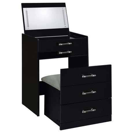 Furniture City Houma - Coaster - Danbury 3-drawer Makeup Vanity & Stool Set Black High Gloss - 930209
