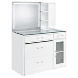 Furniture City Houma - Coaster - Flora 2-drawer Vanity Set with LED Mirror White High Gloss - 930218