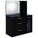 Furniture City Houma - Coaster - Flora 2-drawer Vanity Set with LED Mirror Black High Gloss - 930219