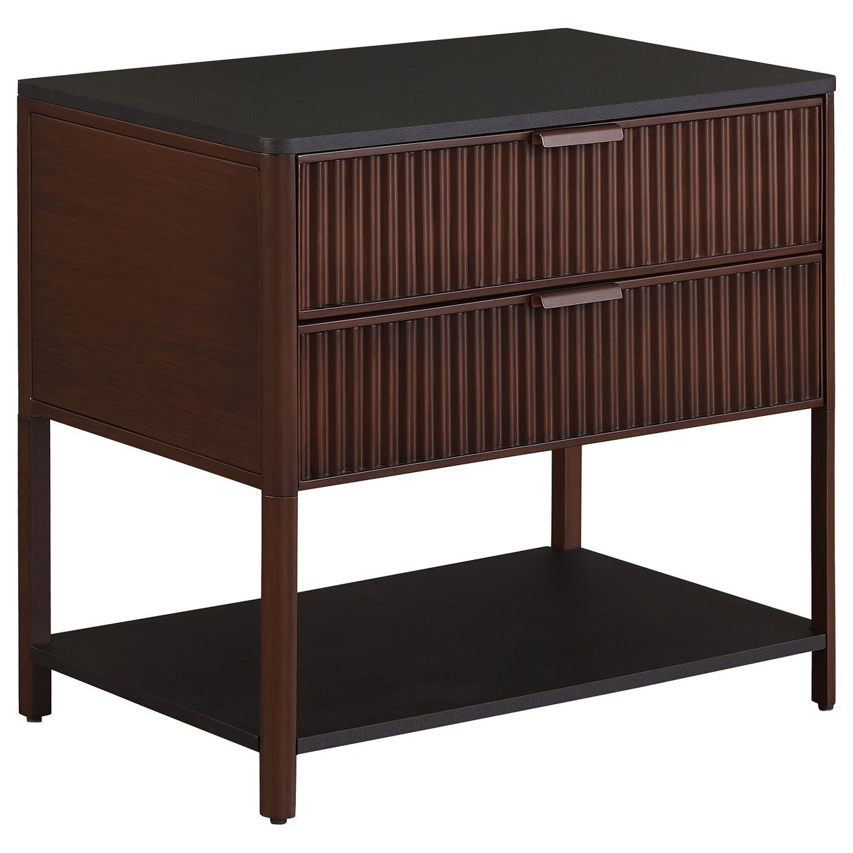 Furniture City Houma - Coaster - Zimmerlee 2-drawer Side Table with Shelf Rust Brown - 930221