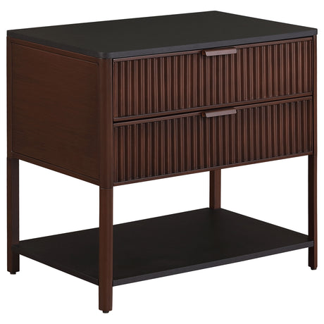Furniture City Houma - Coaster - Zimmerlee 2-drawer Side Table with Shelf Rust Brown - 930221