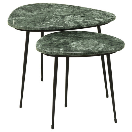 Furniture City Houma - Coaster - Tobias 2-piece Triangular Marble Top Nesting Table Green - 930241