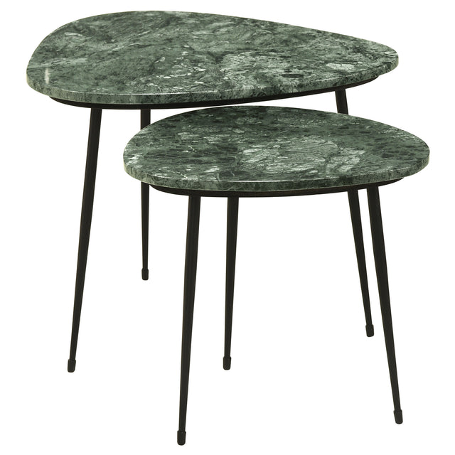 Furniture City Houma - Coaster - Tobias 2-piece Triangular Marble Top Nesting Table Green - 930241