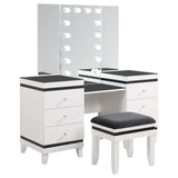 Furniture City Houma - Coaster - Talei 6-drawer Vanity Set with Lighting Black and White - 930244