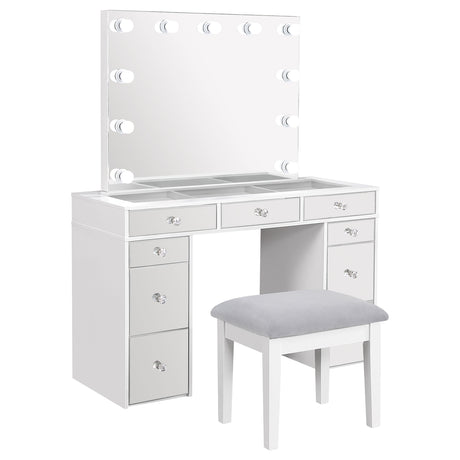 Furniture City Houma - Coaster - Regina Makeup Vanity Table Set with Lighting White - 930245