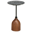 Furniture City Houma - Coaster - Ophelia Round Marble Top Accent Side Table Black - 930253