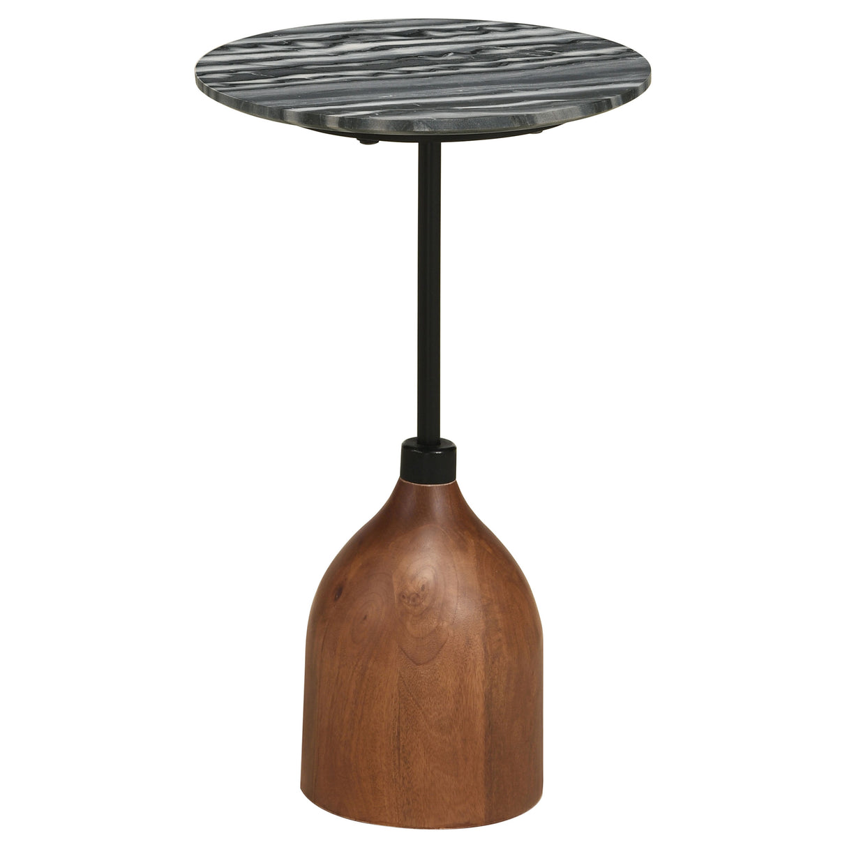 Furniture City Houma - Coaster - Ophelia Round Marble Top Accent Side Table Black - 930253