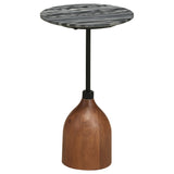 Furniture City Houma - Coaster - Ophelia Round Marble Top Accent Side Table Black - 930253