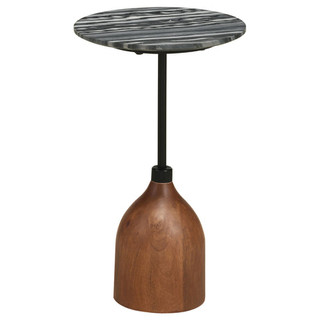 Furniture City Houma - Coaster - Ophelia Round Marble Top Accent Side Table Black - 930253