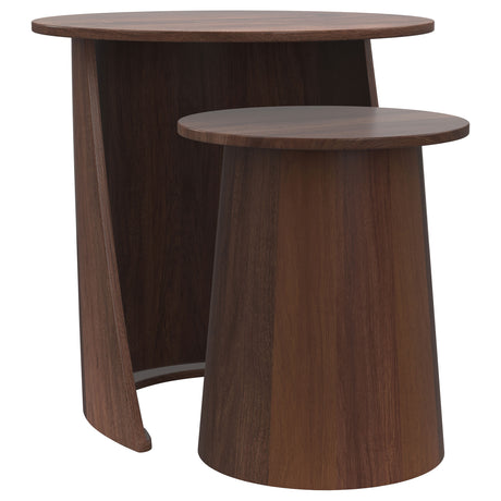Furniture City Houma - Coaster - Yency 2-piece Round Mango Wood Nesting Table Set Dark Brown Mango - 930330