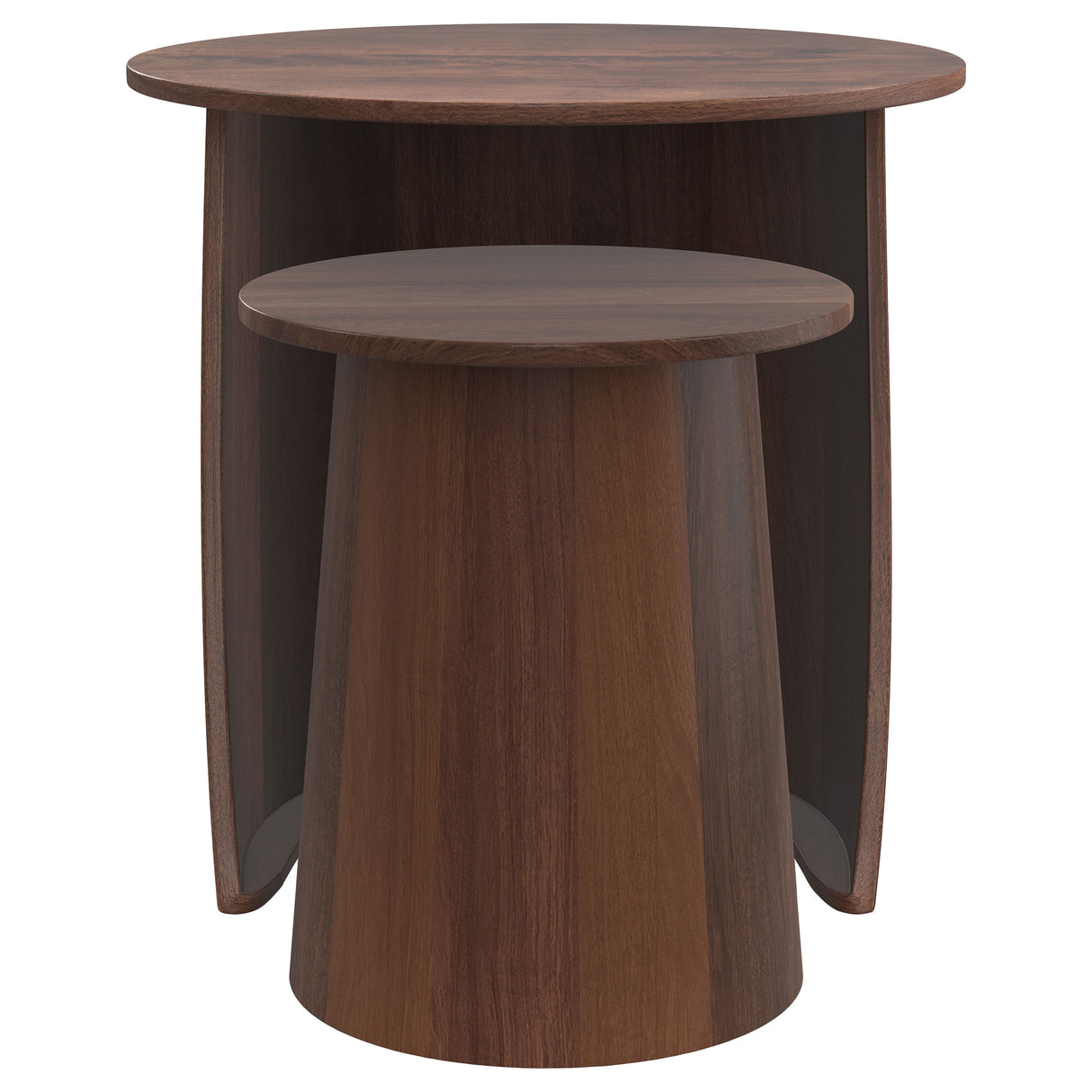 Yency 2-piece Round Mango Wood Nesting Table Set Dark Brown Mango