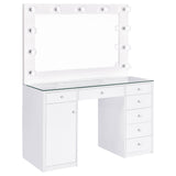 Furniture City Houma - Coaster - Acena 7-drawer Vanity Set with Lighting White High Gloss - 931143