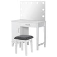 Furniture City Houma - Coaster - Elijah Vanity Set with Lighting & Stool White and Dark Grey - 931149