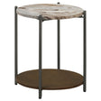 Furniture City Houma - Coaster - Noemie Round Marble Top Accent Side Table White and Gunmetal - 931204