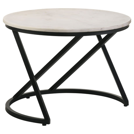 Furniture City Houma - Coaster - Miguel Round Marble Top Coffee Table White and Black - 931227