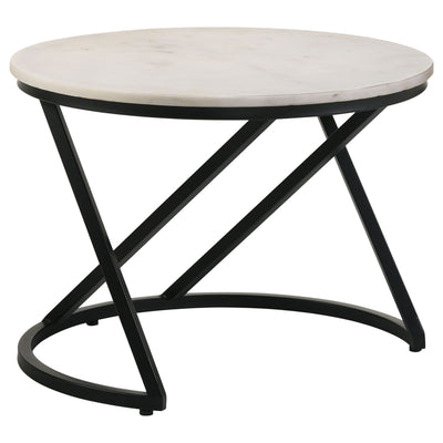 Furniture City Houma - Coaster - Miguel Round Marble Top Coffee Table White and Black - 931227