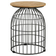 Furniture City Houma - Coaster - Bernardo Round Wire Frame Side Table Natural and Gunmetal - 935860