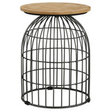 Furniture City Houma - Coaster - Bernardo Round Wire Frame Side Table Natural and Gunmetal - 935860