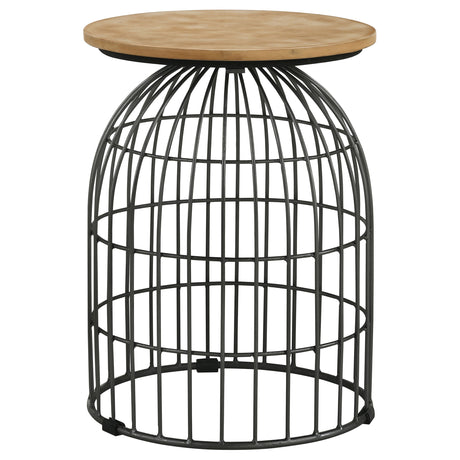Furniture City Houma - Coaster - Bernardo Round Wire Frame Side Table Natural and Gunmetal - 935860