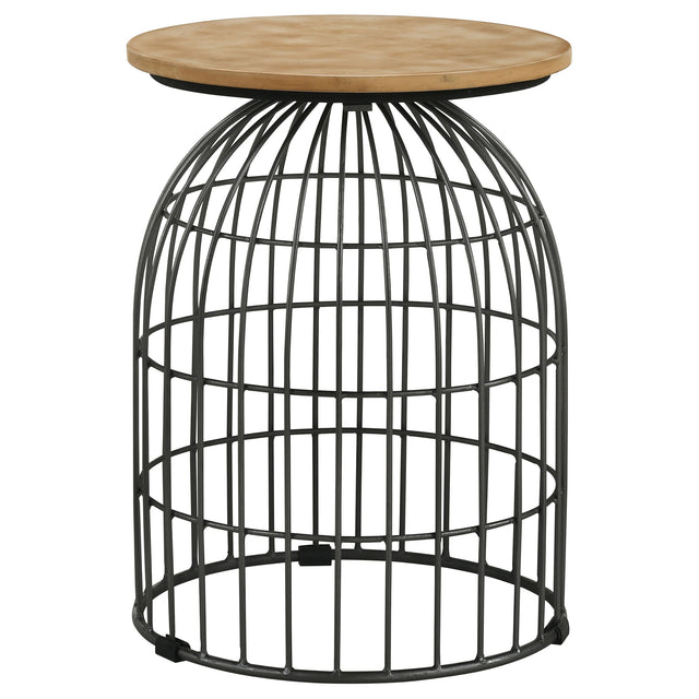 Furniture City Houma - Coaster - Bernardo Round Wire Frame Side Table Natural and Gunmetal - 935860