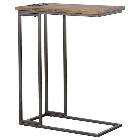 Furniture City Houma - Coaster - Rudy C-Shaped Side Table with Power Outlet Antique Brown - 935871