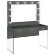 Furniture City Houma - Coaster - Afshan 3-drawer Vanity Set with Lighting Grey High Gloss - 935923