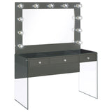 Furniture City Houma - Coaster - Afshan 3-drawer Vanity Set with Lighting Grey High Gloss - 935923