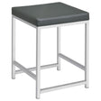 Furniture City Houma - Coaster - Afshan Upholstered Square Padded Vanity Stool Chrome - 935924