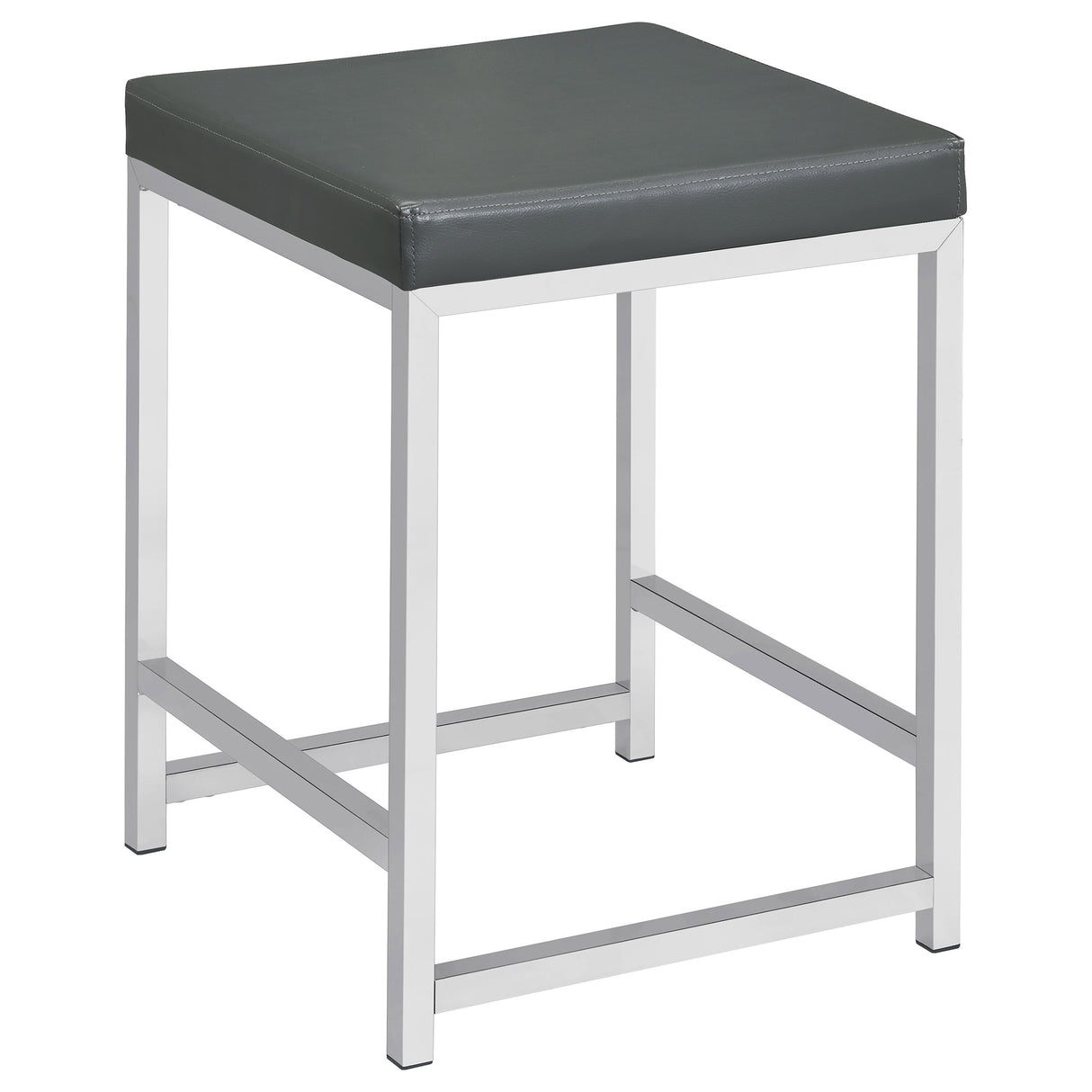Furniture City Houma - Coaster - Afshan Upholstered Square Padded Vanity Stool Chrome - 935924