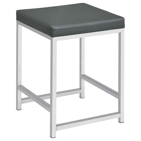 Furniture City Houma - Coaster - Afshan Upholstered Square Padded Vanity Stool Chrome - 935924