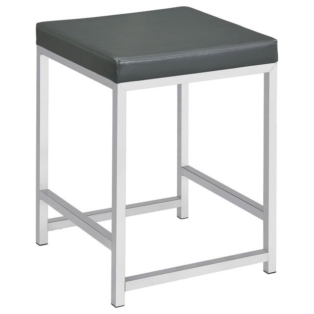 Furniture City Houma - Coaster - Afshan Upholstered Square Padded Vanity Stool Chrome - 935924
