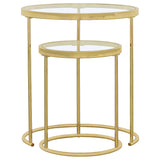 Maylin 2-piece Round Glass Top Nesting Table Set Gold