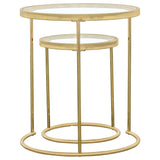 Maylin 2-piece Round Glass Top Nesting Table Set Gold