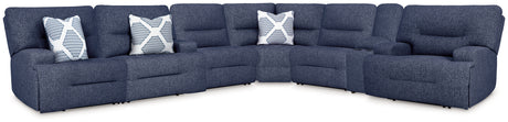 Furniture City Houma - Ashley Furniture - Acklen Place 7-Piece Power Reclining Sectional - 7-Piece Power Reclining Sectional / Navy - 93607S8