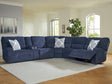 Furniture City Houma - Ashley Furniture - Acklen Place 6-Piece Power Reclining Sectional - 6-Piece Power Reclining Sectional / Navy - 93607S15