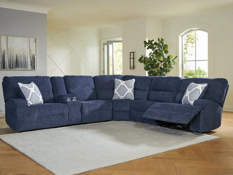 Furniture City Houma - Ashley Furniture - Acklen Place 6-Piece Power Reclining Sectional - 6-Piece Power Reclining Sectional / Navy - 93607S15