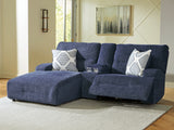 Furniture City Houma - Ashley Furniture - Acklen Place 3-Piece Power Reclining Sectional Sofa with Chaise - 3-Piece Power Reclining Sectional Sofa with Chaise / Navy - 93607S5