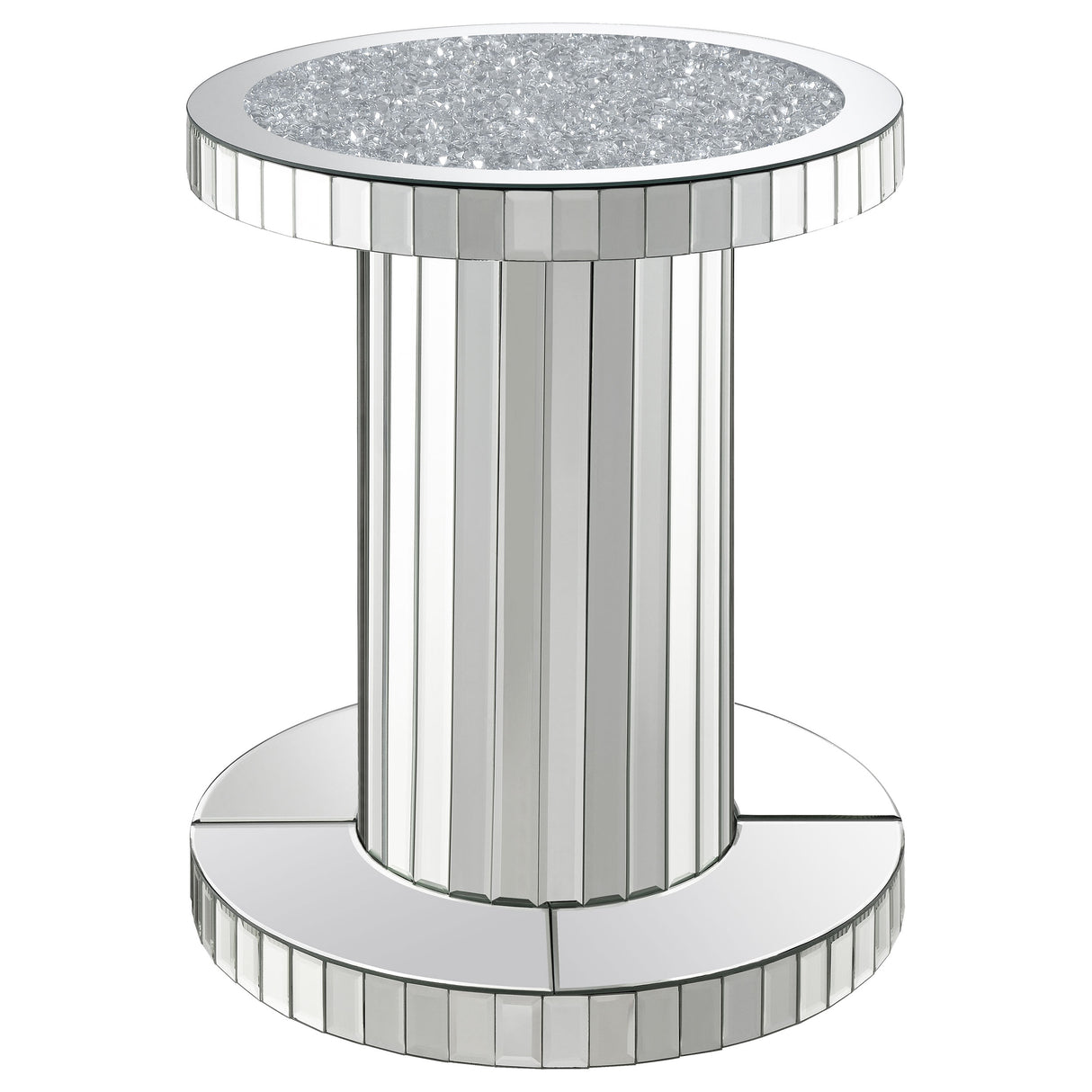 Furniture City Houma - Coaster - Dorielle Round Mirrored Acrylic Crystal Side Table Silver - 936125