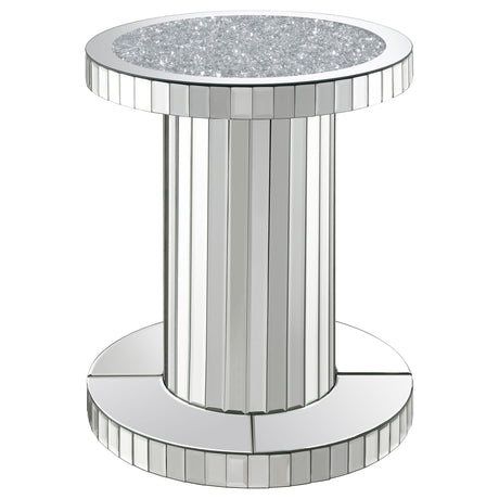 Furniture City Houma - Coaster - Dorielle Round Mirrored Acrylic Crystal Side Table Silver - 936125