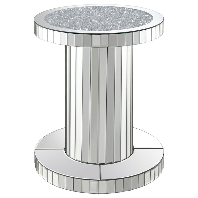 Furniture City Houma - Coaster - Dorielle Round Mirrored Acrylic Crystal Side Table Silver - 936125