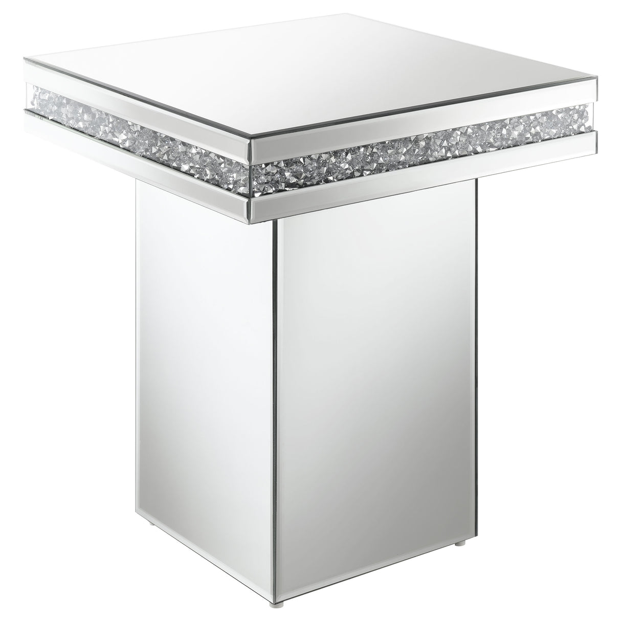 Furniture City Houma - Coaster - Elora Square Mirrored Accent Side Table Silver - 936137