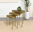 Furniture City Houma - Coaster - Tristen 3-Piece Demilune Nesting Table Brown and Gold - 936156