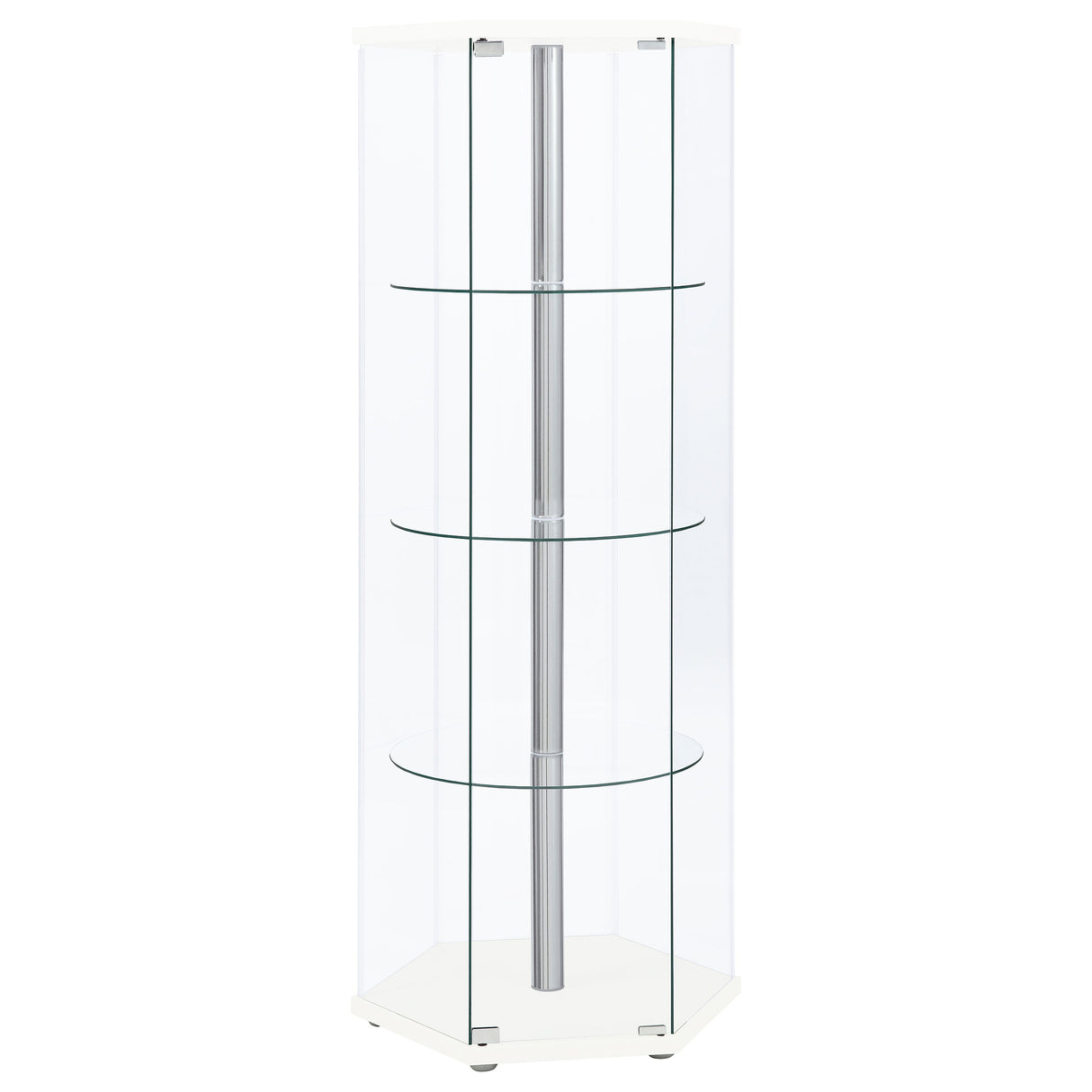 Furniture City Houma - Coaster - Zahavah 4-shelf Hexagonal Clear Glass Curio Cabinet White - 950001