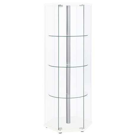 Furniture City Houma - Coaster - Zahavah 4-shelf Hexagonal Clear Glass Curio Cabinet White - 950001