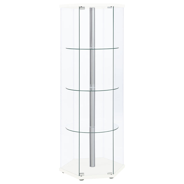 Furniture City Houma - Coaster - Zahavah 4-shelf Hexagonal Clear Glass Curio Cabinet White - 950001