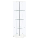 Zahavah 4-shelf Hexagonal Clear Glass Curio Cabinet White