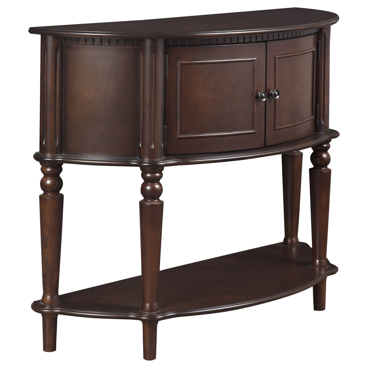 Furniture City Houma - Coaster - Brenda 2-door Demilune Wood Entryway Console Table Brown - 950059