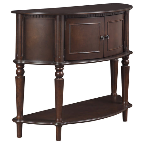 Furniture City Houma - Coaster - Brenda 2-door Demilune Wood Entryway Console Table Brown - 950059